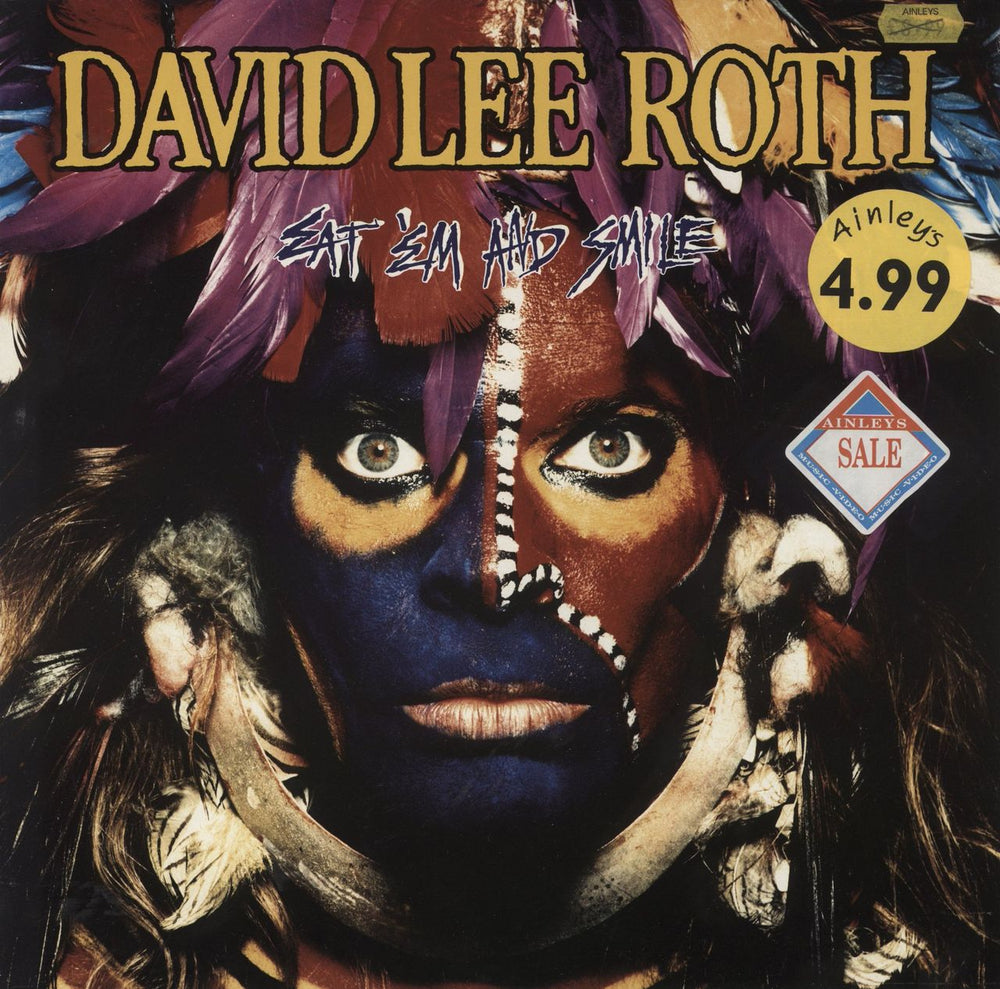 David Lee Roth Eat 'Em And Smile - Price Stickered UK vinyl LP album (LP record) WX56