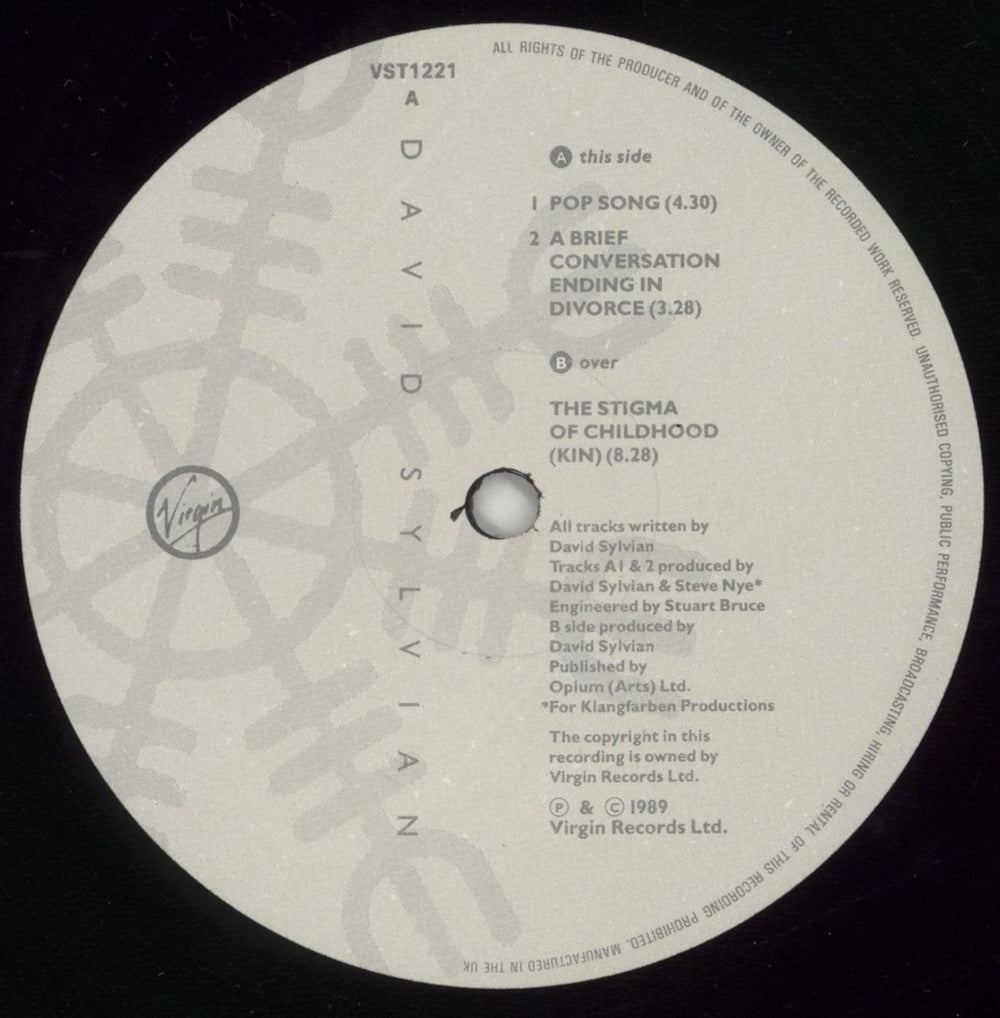 David Sylvian Pop Song UK 12" vinyl single (12 inch record / Maxi-single) SYL12PO05880