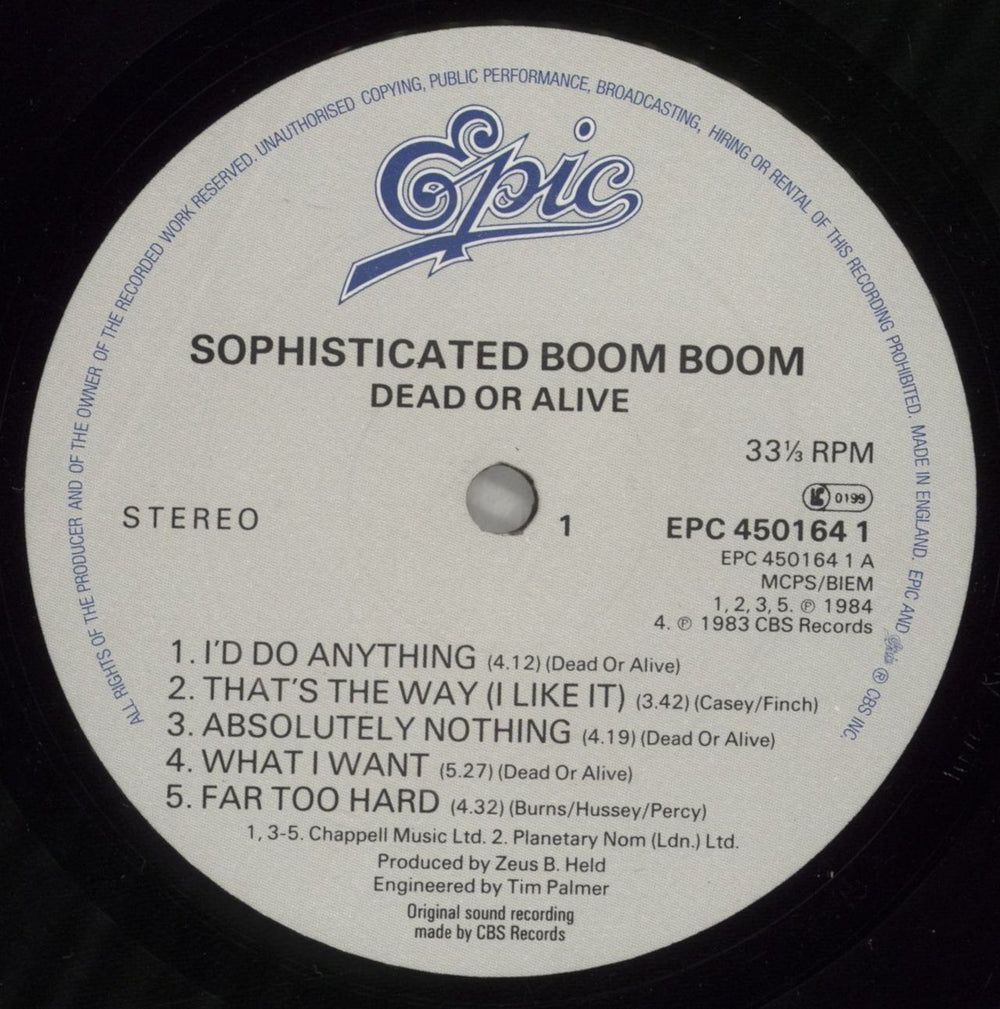 Dead Or Alive Sophisticated Boom Boom UK vinyl LP album (LP record) DOALPSO576506