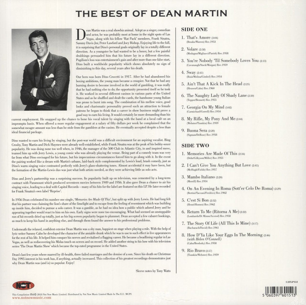 Dean Martin The Best Of Dean Martin UK vinyl LP album (LP record) 5060397601513