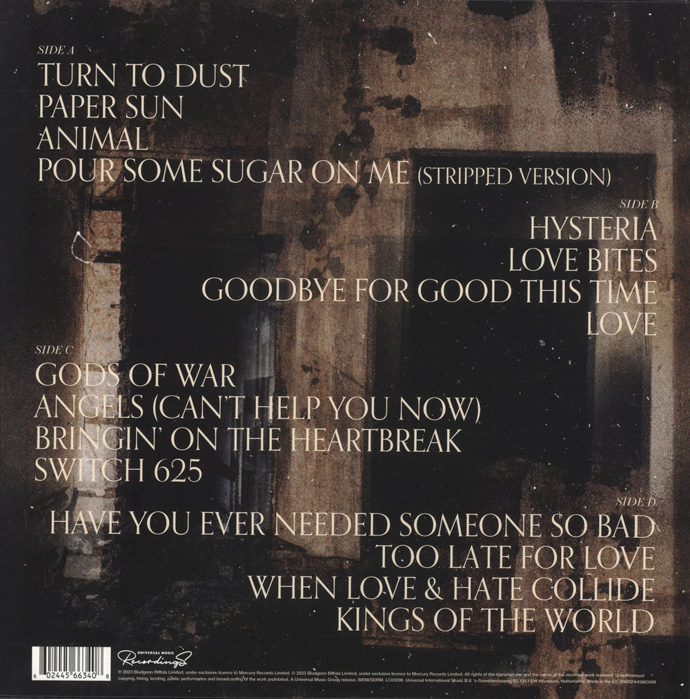 Def Leppard Drastic Symphonies - Clear Vinyl - Fully Signed UK 2-LP vinyl record set (Double LP Album) 602445663408