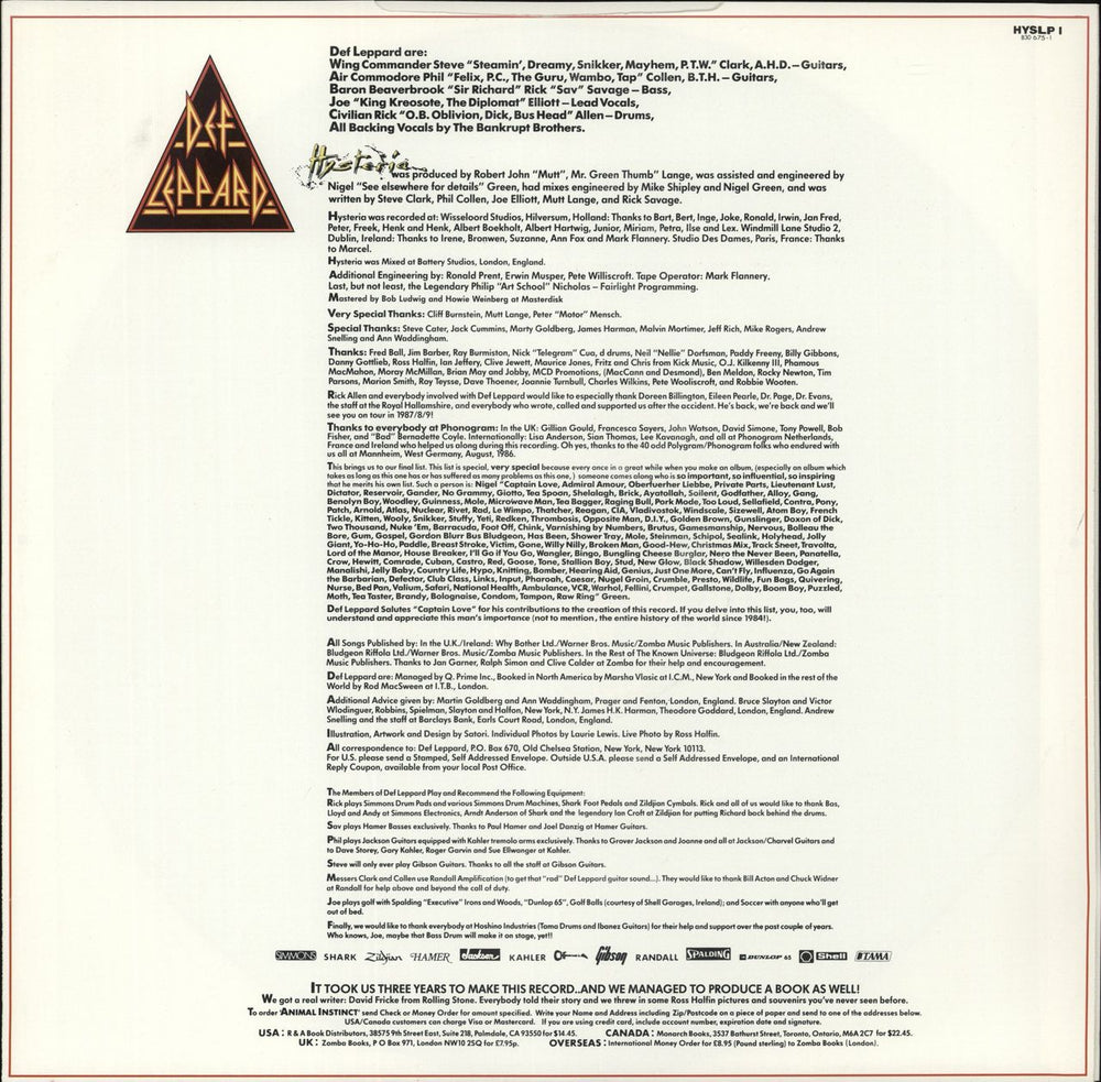 Def Leppard Hysteria - Triangular Stickered P/S + Insert UK vinyl LP album (LP record) 1987