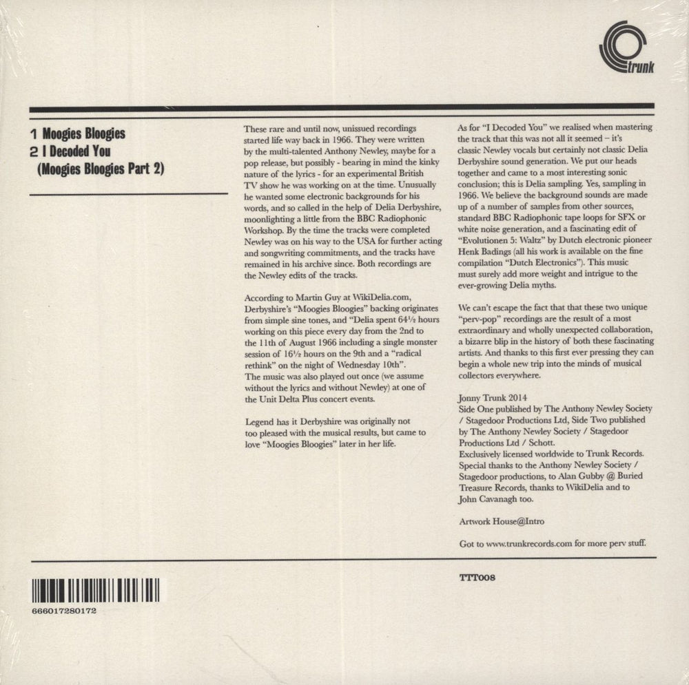 Delia Derbyshire Moogies Bloogies - Clear Vinyl UK 7" vinyl single (7 inch record / 45) 666017280172