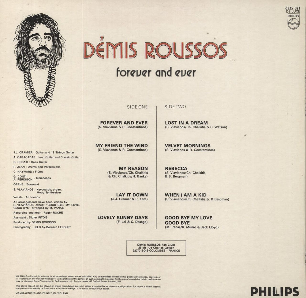Demis Roussos Forever And Ever UK vinyl LP album (LP record)
