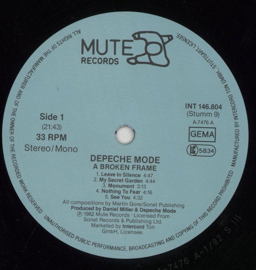 Depeche Mode A Broken Frame German vinyl LP album (LP record) DEPLPAB379048