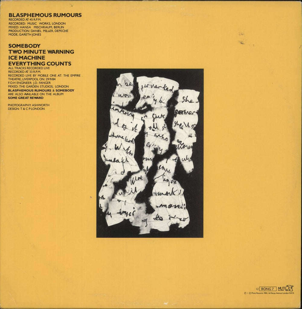 Depeche Mode Blasphemous Rumours - EX UK 12" vinyl single (12 inch record / Maxi-single)