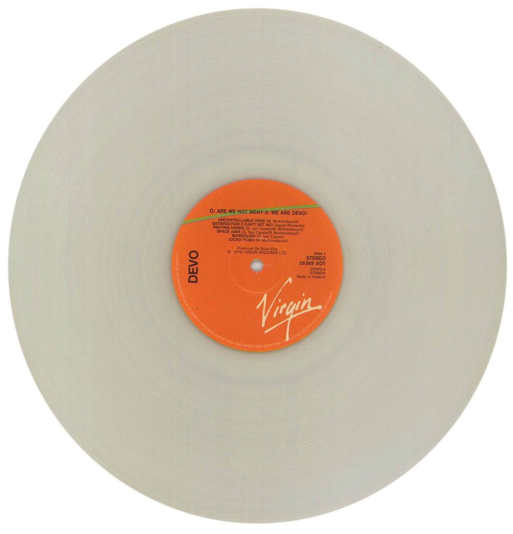 Devo Q: Are We Not Men? A: We Are Devo! - Clear Vinyl Dutch vinyl LP album (LP record) DVOLPQA858043
