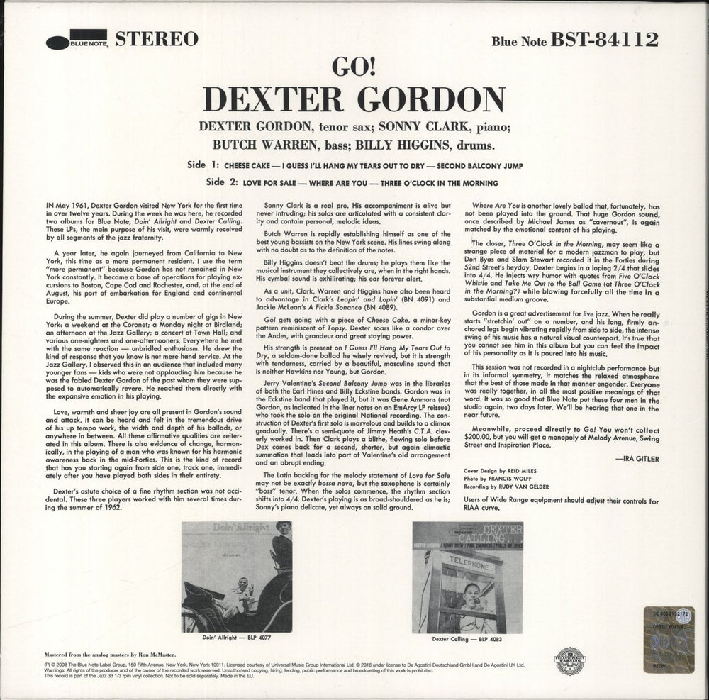 Dexter Gordon Go - 180gm Vinyl UK vinyl LP album (LP record)