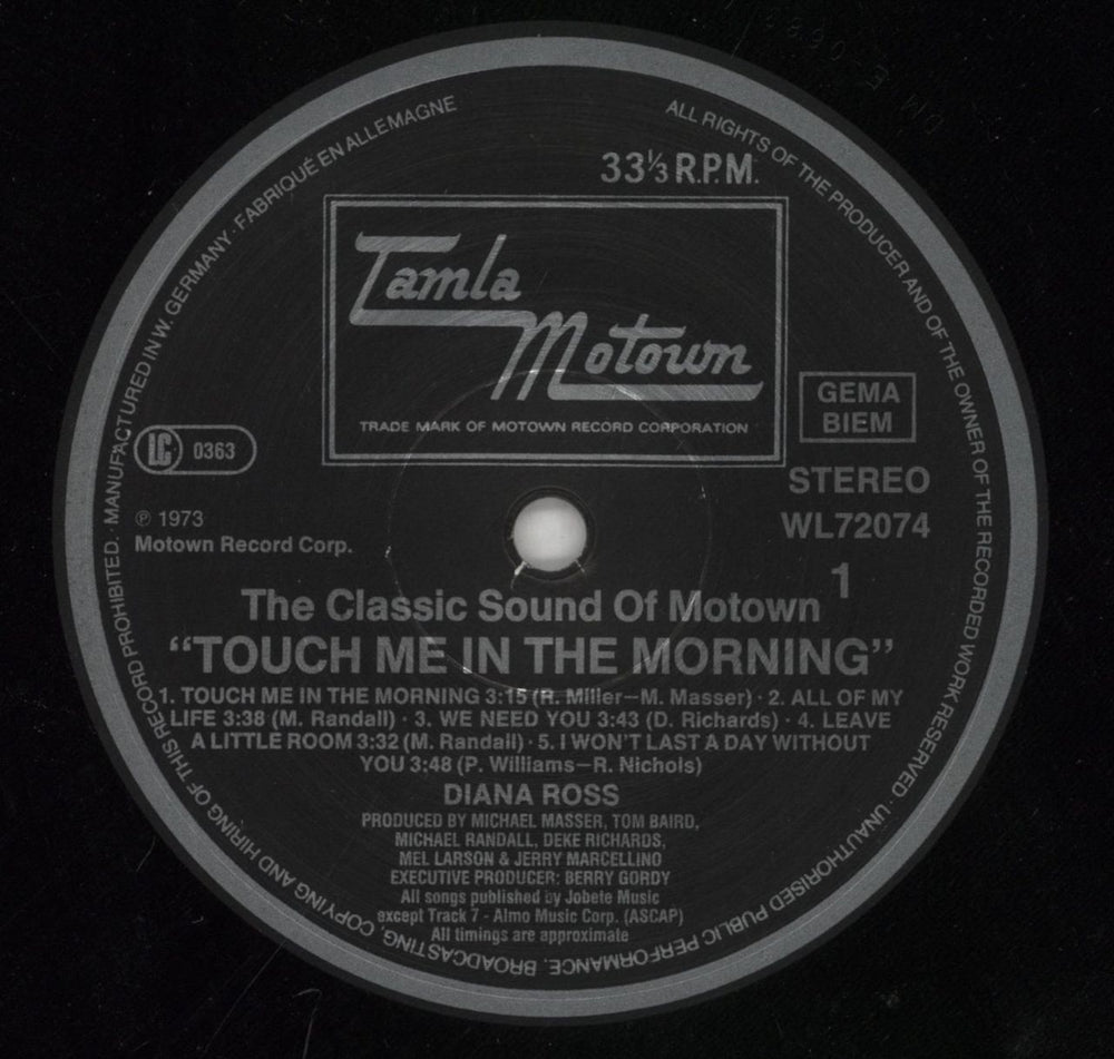 Diana Ross Touch Me In The Morning - Stickered Sleeve German vinyl LP album (LP record) DIALPTO863653