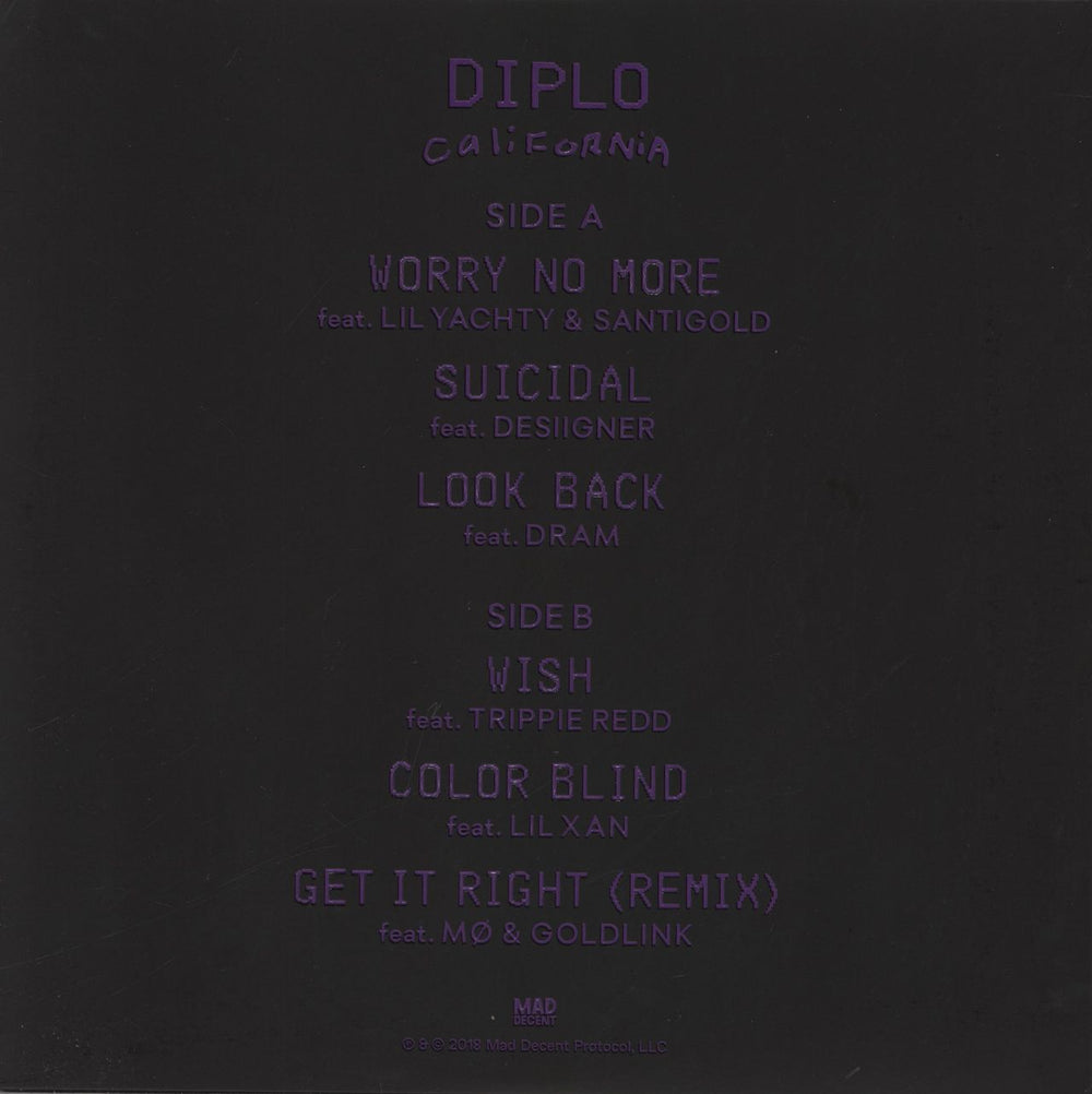 Diplo California - Purple Marble Vinyl - RSD US 12" vinyl single (12 inch record / Maxi-single)