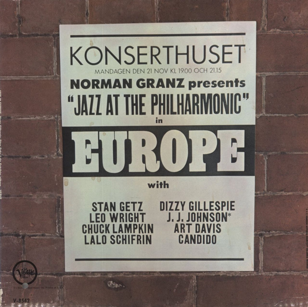 Dizzy Gillespie Jazz At The Philharmonic In Europe US vinyl LP album (LP record) V-8542
