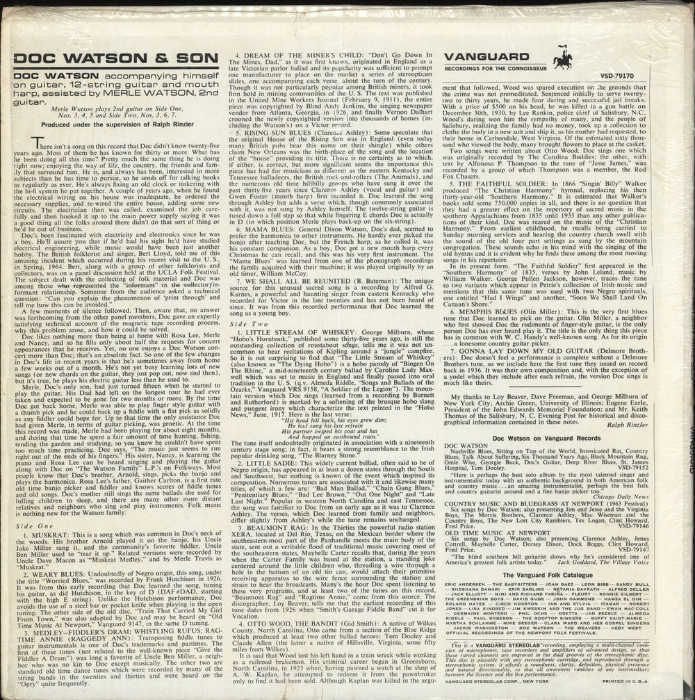 Doc Watson Doc Watson And Son US vinyl LP album (LP record)