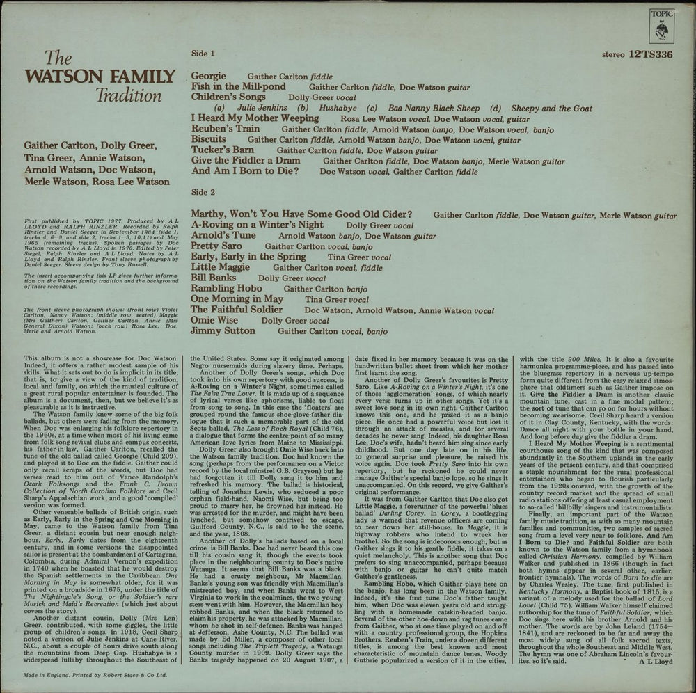 Doc Watson Tradition US vinyl LP album (LP record)