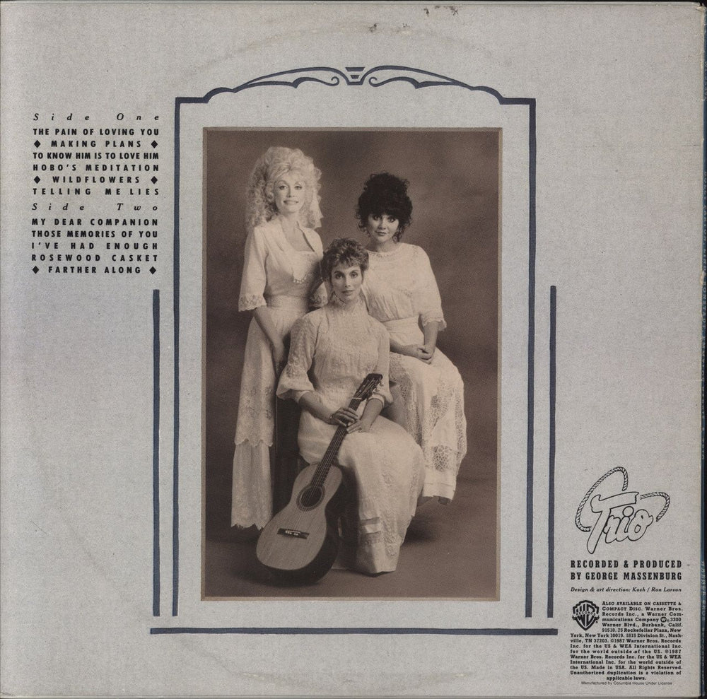 Dolly Parton Trio US vinyl LP album (LP record)