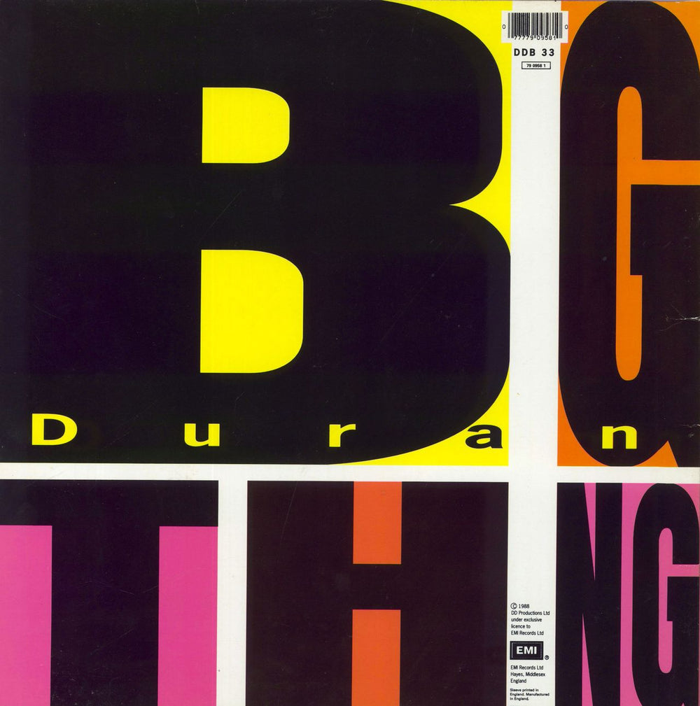 Duran Duran Big Thing - hype sticker UK vinyl LP album (LP record) 077779095810