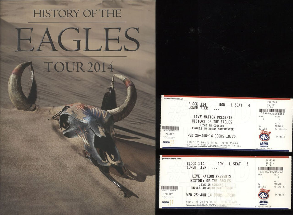 Eagles History Of The Eagles + Ticket Stub UK tour programme TOUR PROGRAMME