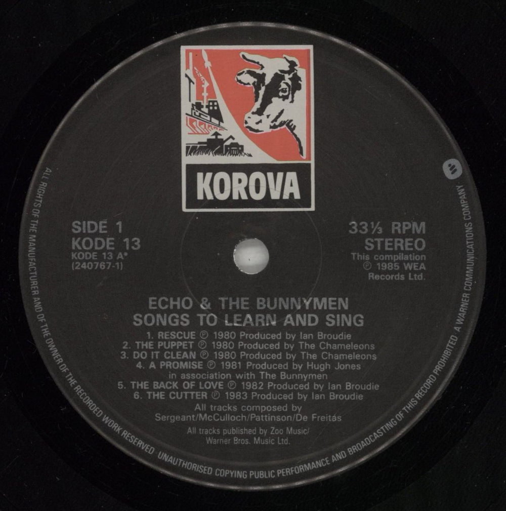 Echo & The Bunnymen Songs To Learn & Sing UK vinyl LP album (LP record) ECHLPSO829836