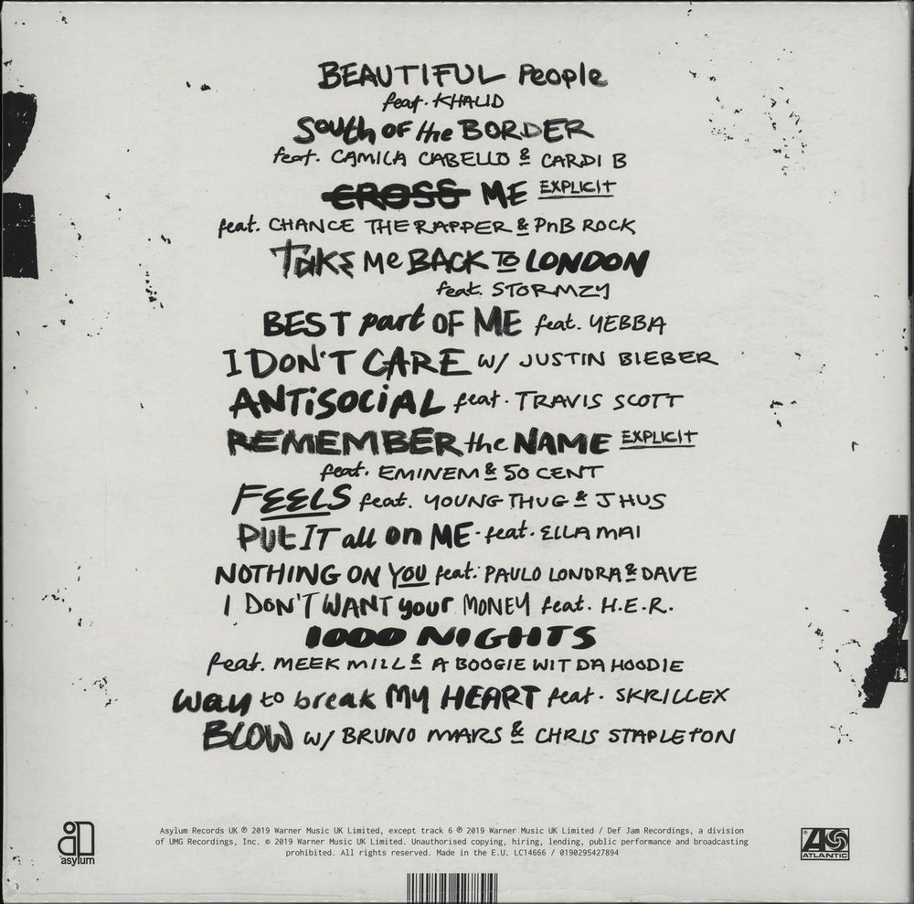 Ed Sheeran No.6 Collaborations Project - 180gram Vinyl - Sealed UK 2-LP vinyl record set (Double LP Album) 190295427894