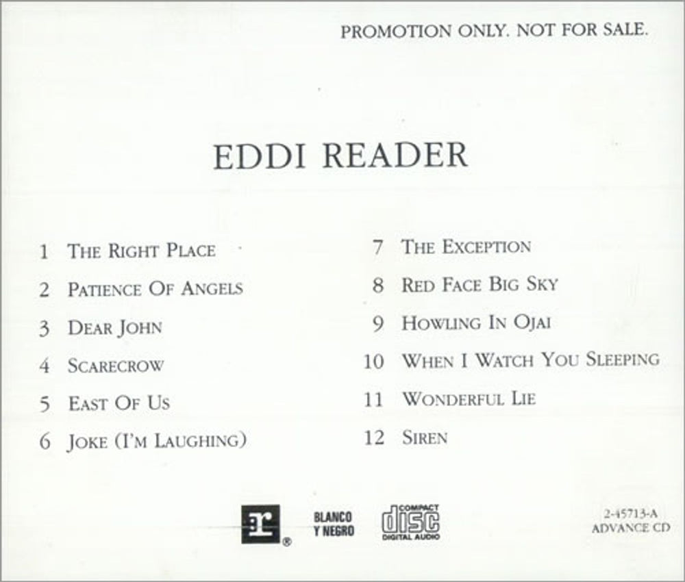 Eddi Reader Eddi Reader US Promo CD album (CDLP) 2-45713-A