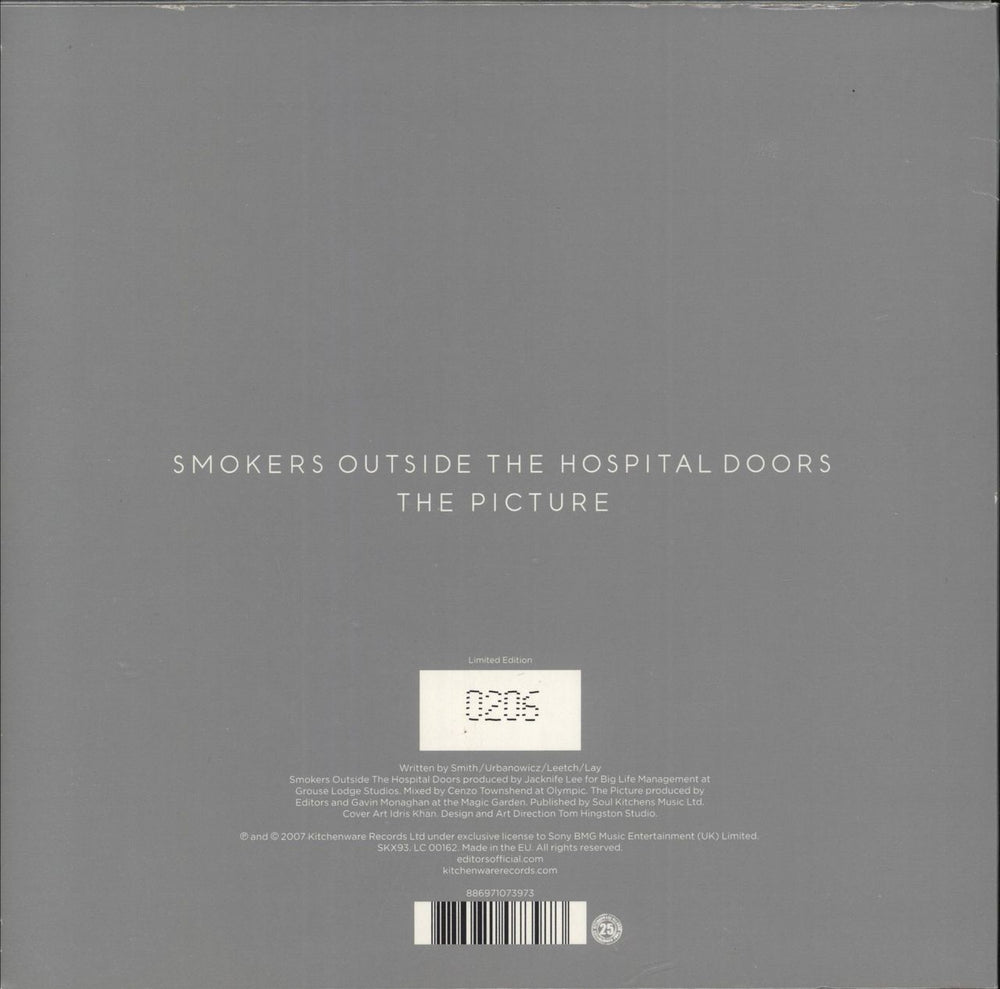 Editors Smokers Outside The Hospital Doors - Clear Vinyl UK 7" vinyl single (7 inch record / 45) 886971073973