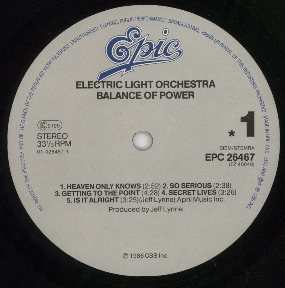 Electric Light Orchestra Balance Of Power UK vinyl LP album (LP record) ELOLPBA284498