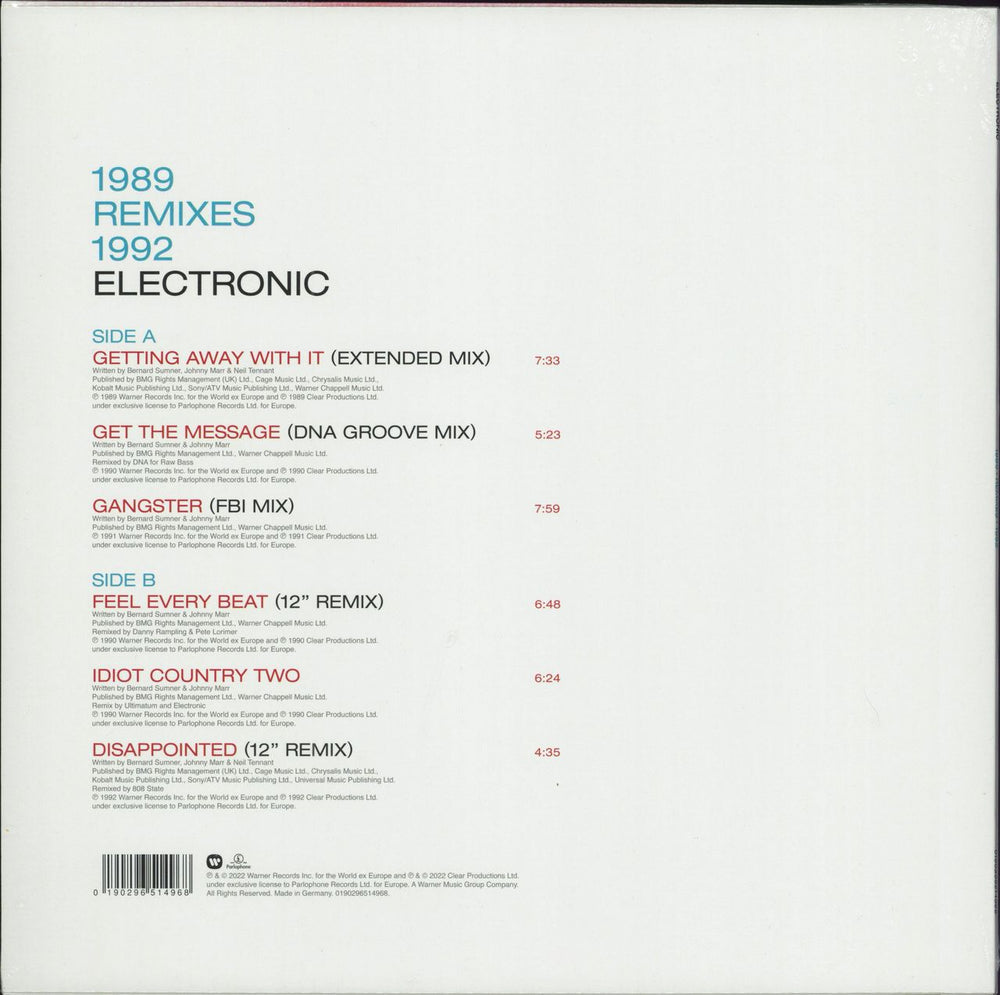 Electronic 1989 Remixes 1992 - RSD 2022 - Sealed UK 12" vinyl single (12 inch record / Maxi-single) ELE12RE788795