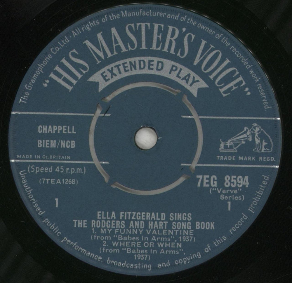 Ella Fitzgerald Ella Fitzgerald Sings The Rodgers And Hart Song Book UK 7" vinyl single (7 inch record / 45) EFZ07EL874319
