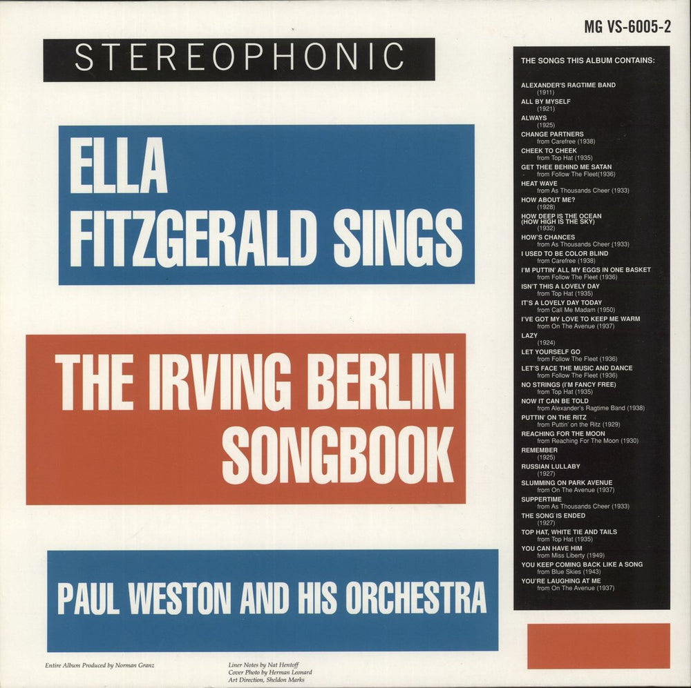 Ella Fitzgerald Sings The Irving Berlin Songbook - 180gm Vinyl German 2-LP vinyl record set (Double LP Album)