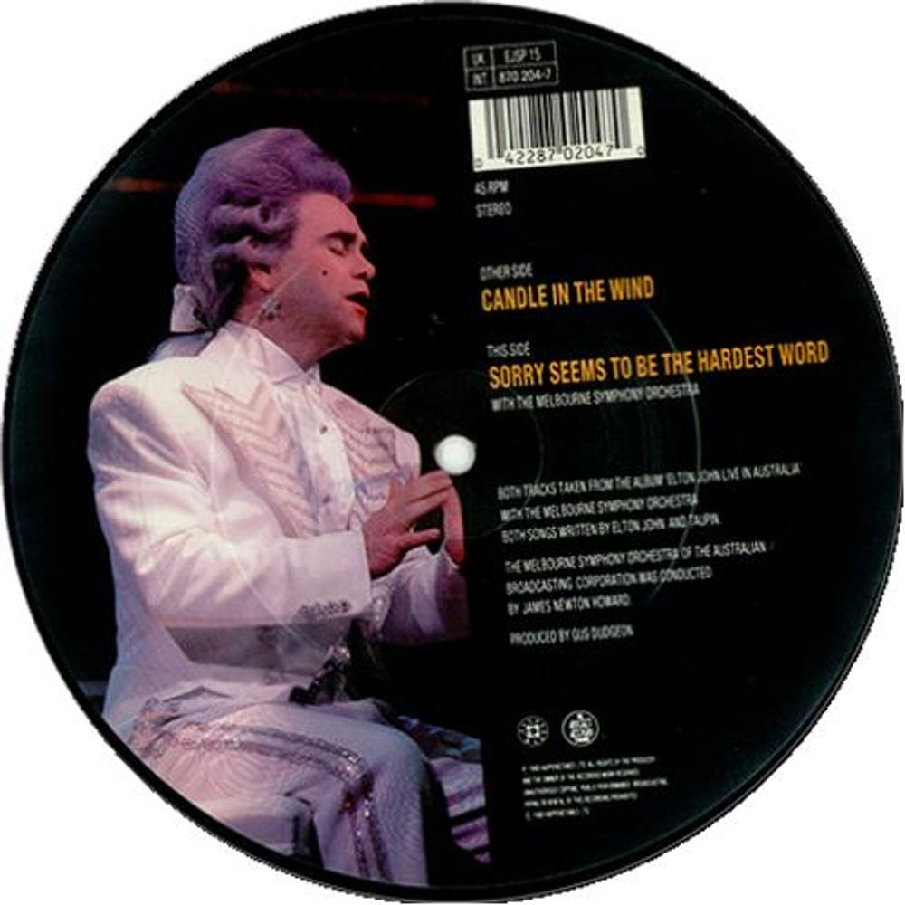 Elton John Candle In The Wind UK 7" vinyl picture disc (7 inch picture disc single) JOH7PCA09857