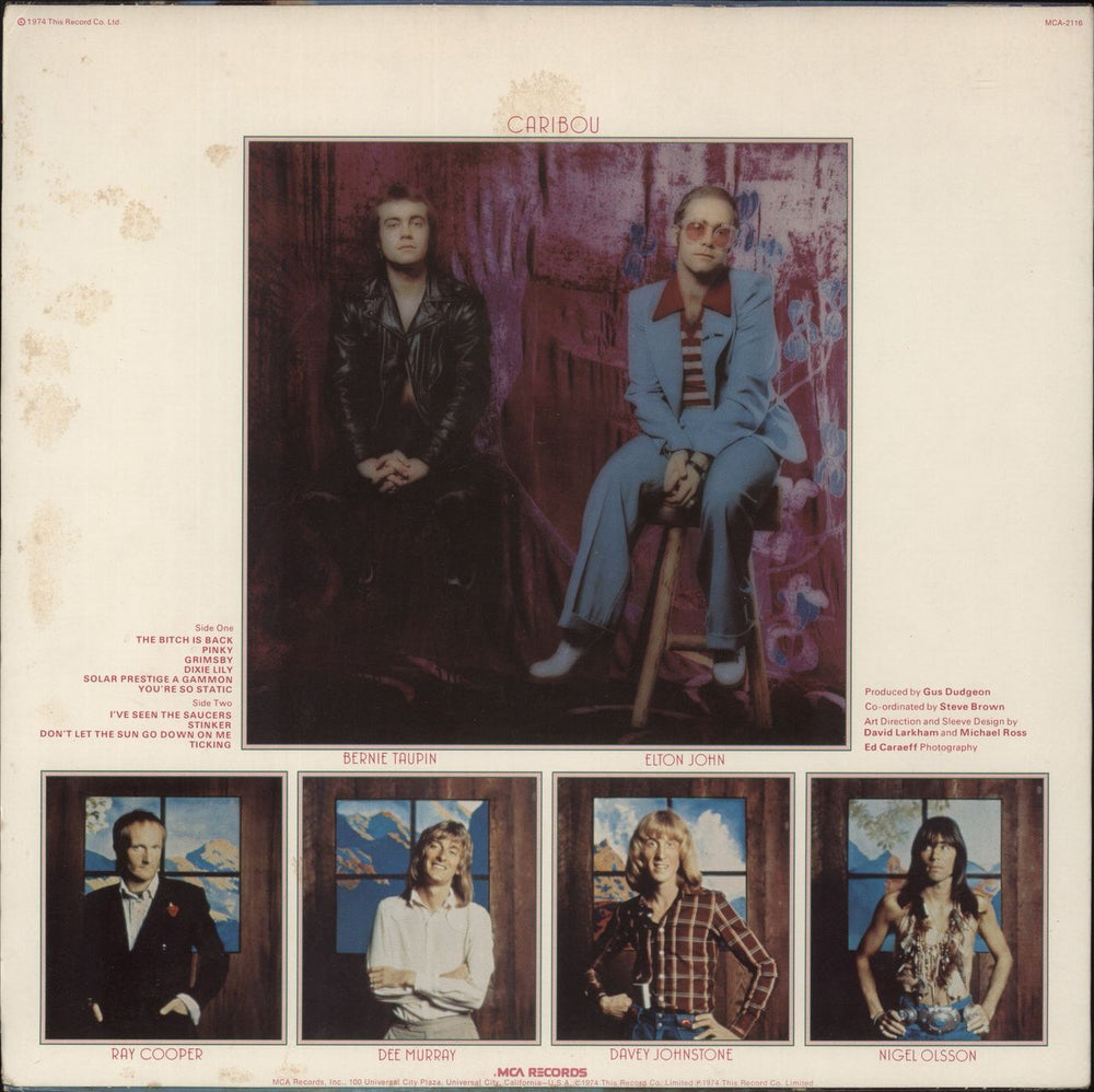Elton John Caribou US vinyl LP album (LP record)