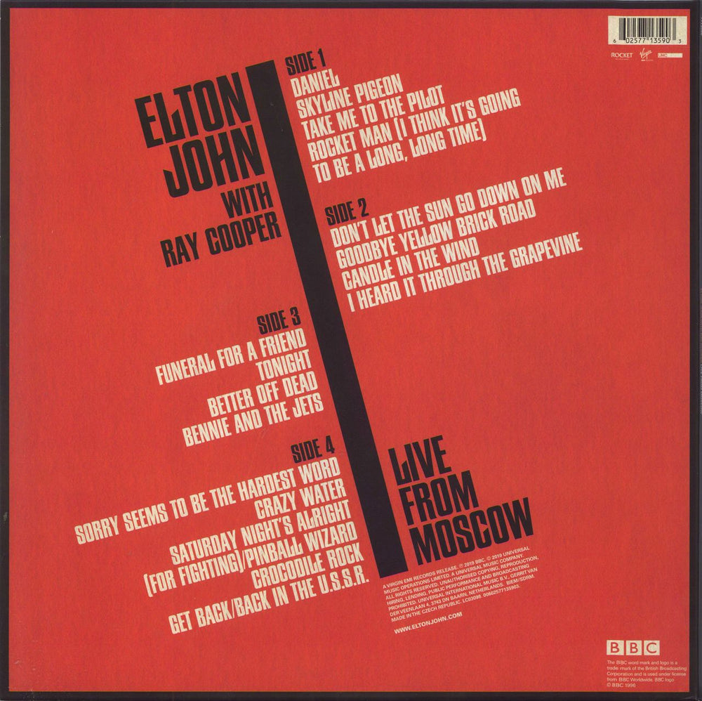 Elton John Live From Moscow - RSD19 - 180gm Clear Vinyl UK 2-LP vinyl record set (Double LP Album) 602577135903