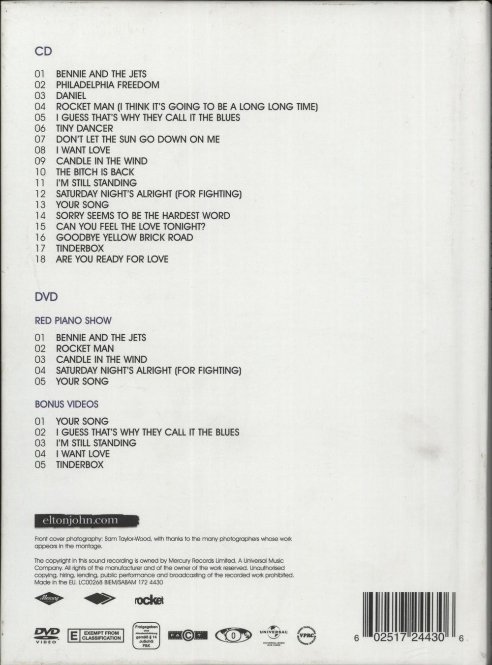 Elton John Rocket Man: The Definitive Hits UK 2-disc CD/DVD set 602517244306