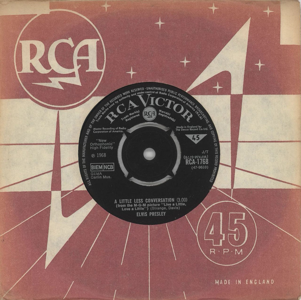 Elvis Presley A Little Less Conversation - 1st UK 7" vinyl single (7 inch record / 45) RCA-1768