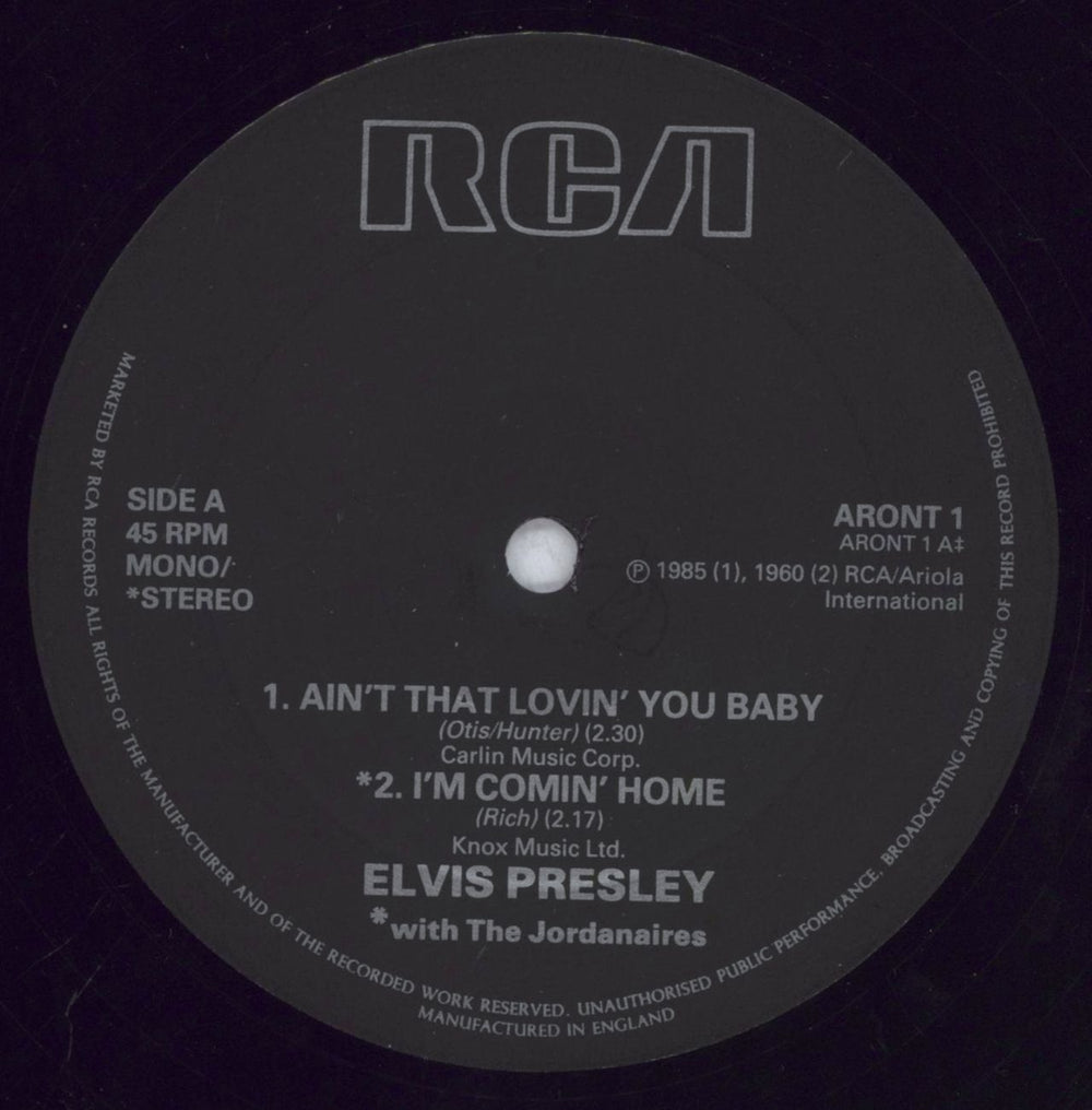 Elvis Presley Ain't That Lovin' You Baby - Promo Stickered UK Promo 12" vinyl single (12 inch record / Maxi-single) ELV12AI833057