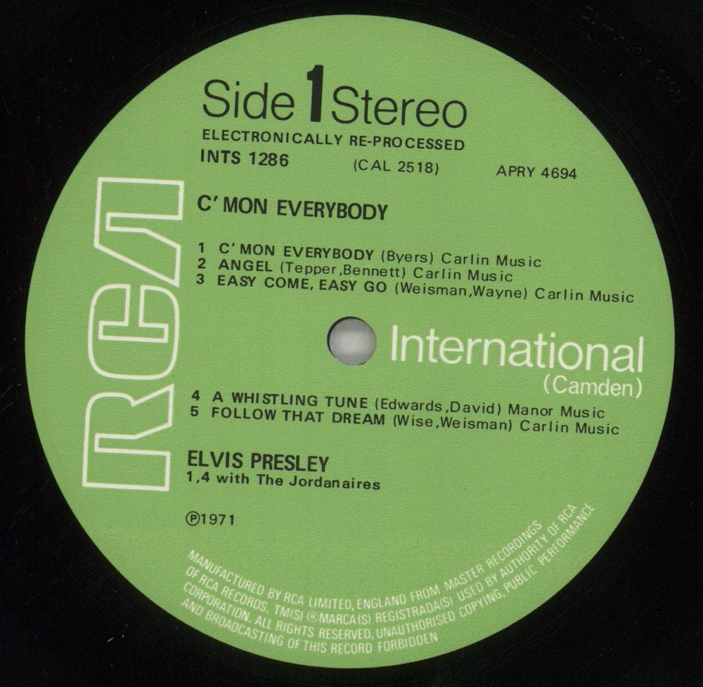 Elvis Presley C'Mon Everybody UK vinyl LP album (LP record) ELVLPCM238592