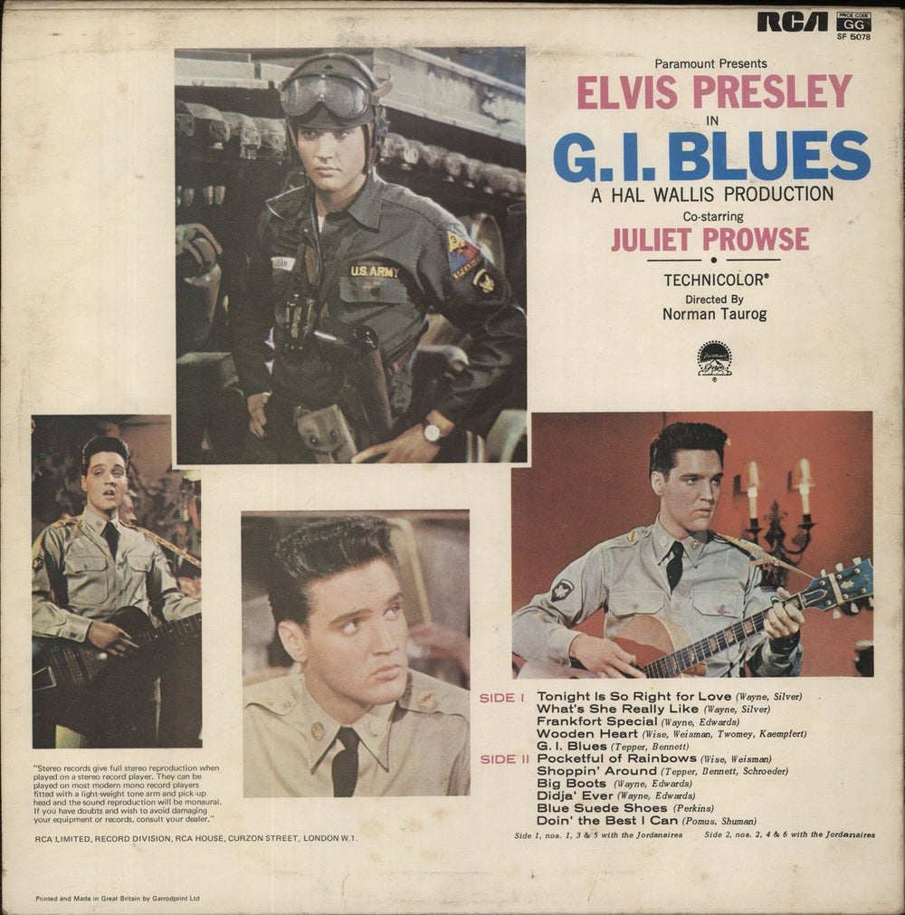 Elvis Presley G.I. Blues UK vinyl LP album (LP record)