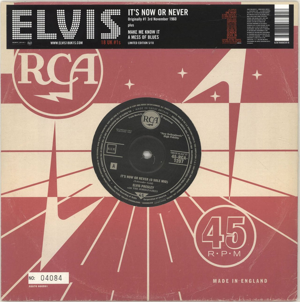 Elvis Presley It's Now Or Never [Numbered] UK 10" vinyl single (10 inch record) 828766665918