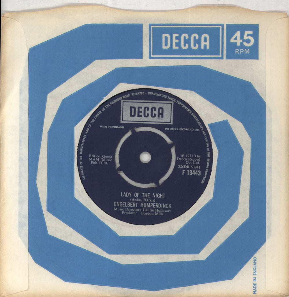 Engelbert Humperdinck (Singer) Love Is All UK Promo 7" vinyl single (7 inch record / 45)