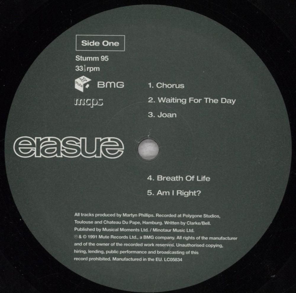 Erasure Chorus - 30th Anniversary - 180gm Vinyl - Shrink UK vinyl LP album (LP record) ERALPCH844237