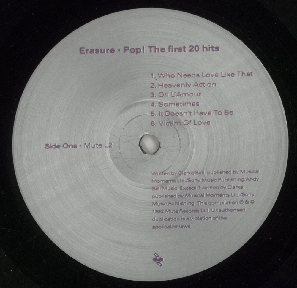 Erasure Pop! The First 20 Hits UK 2-LP vinyl record set (Double LP Album) ERA2LPO628792