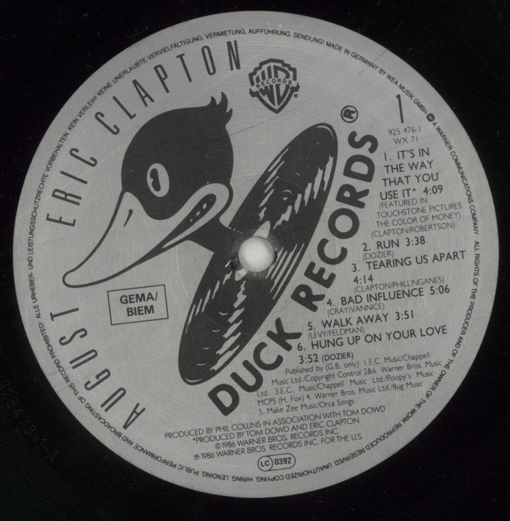 Eric Clapton August - Hype Stickered UK vinyl LP album (LP record) CLPLPAU863149