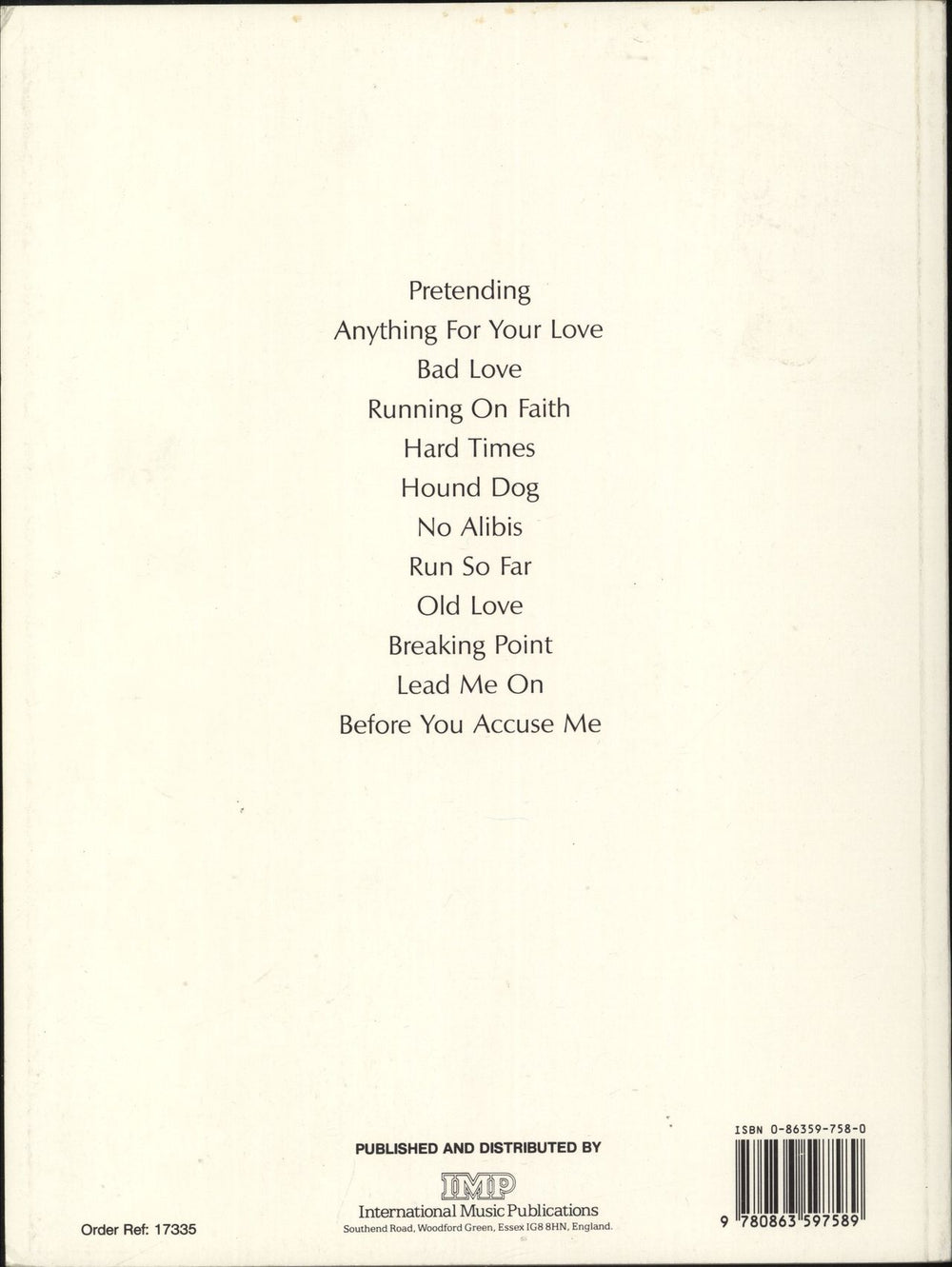 Eric Clapton Journeyman - Off The Record Songbook UK book 9780863597589