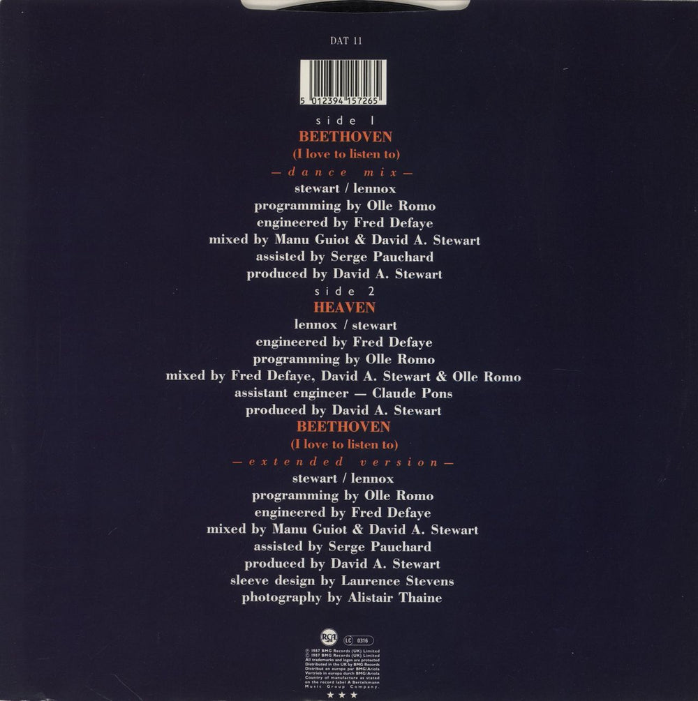 Eurythmics Beethoven UK 12" vinyl single (12 inch record / Maxi-single) 5012394157265