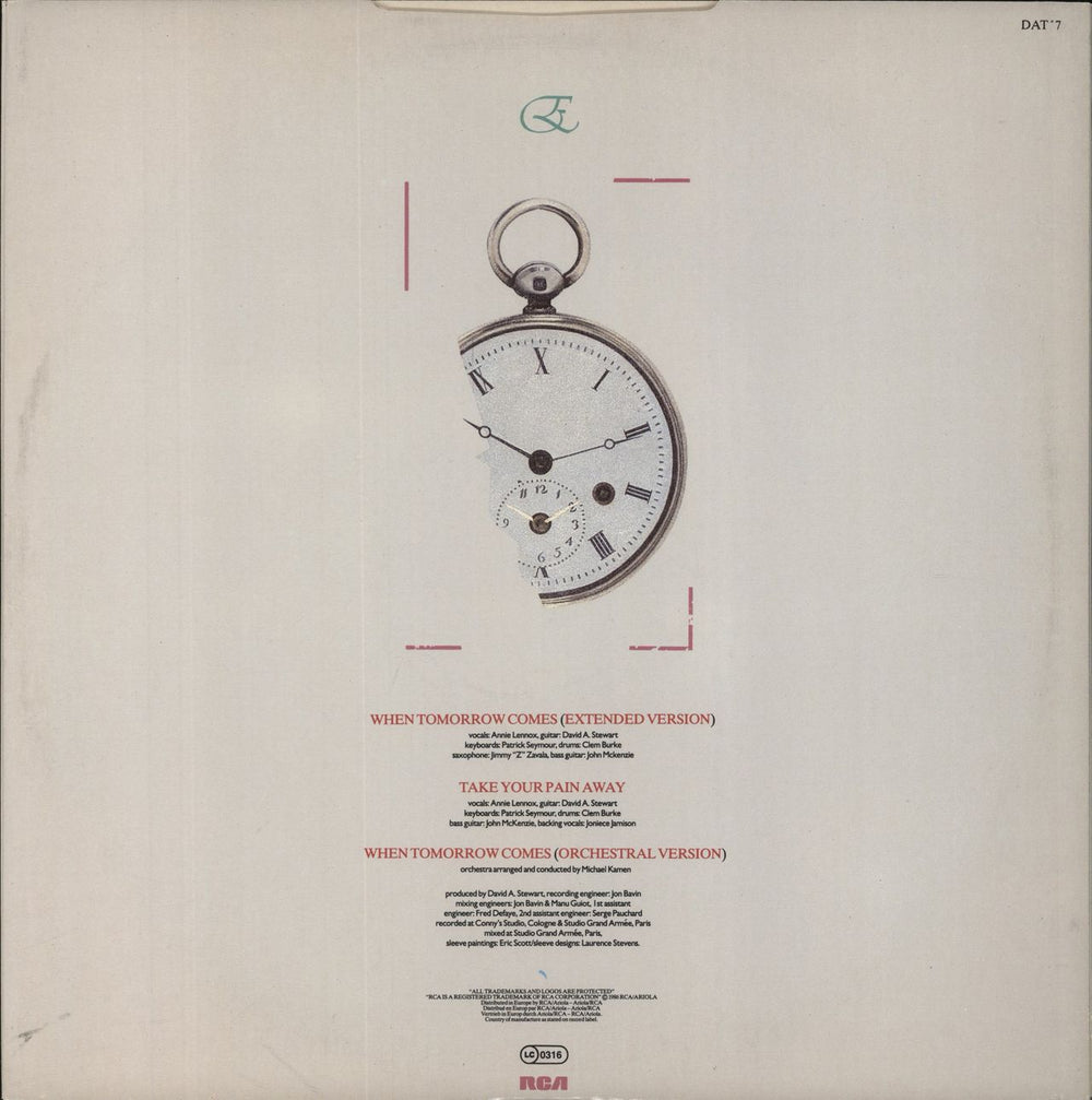 Eurythmics When Tomorrow Comes UK 12" vinyl single (12 inch record / Maxi-single)