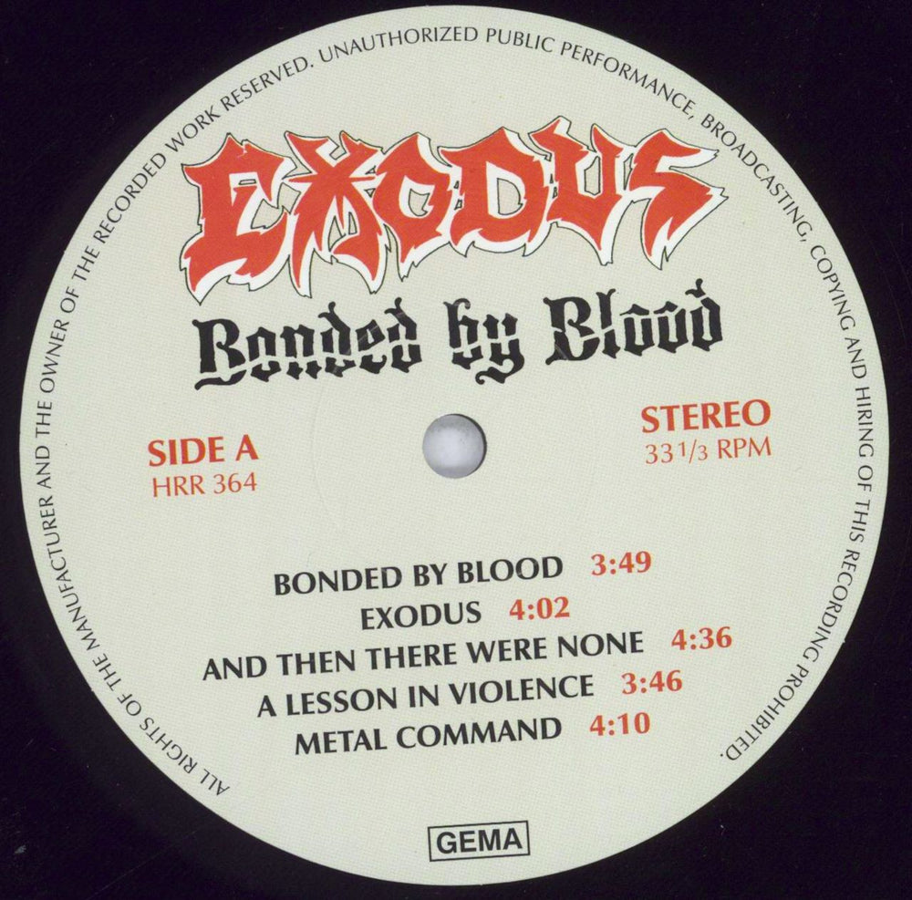 Exodus Bonded By Blood - 195g German 2-LP vinyl record set (Double LP Album) EX-2LBO833022