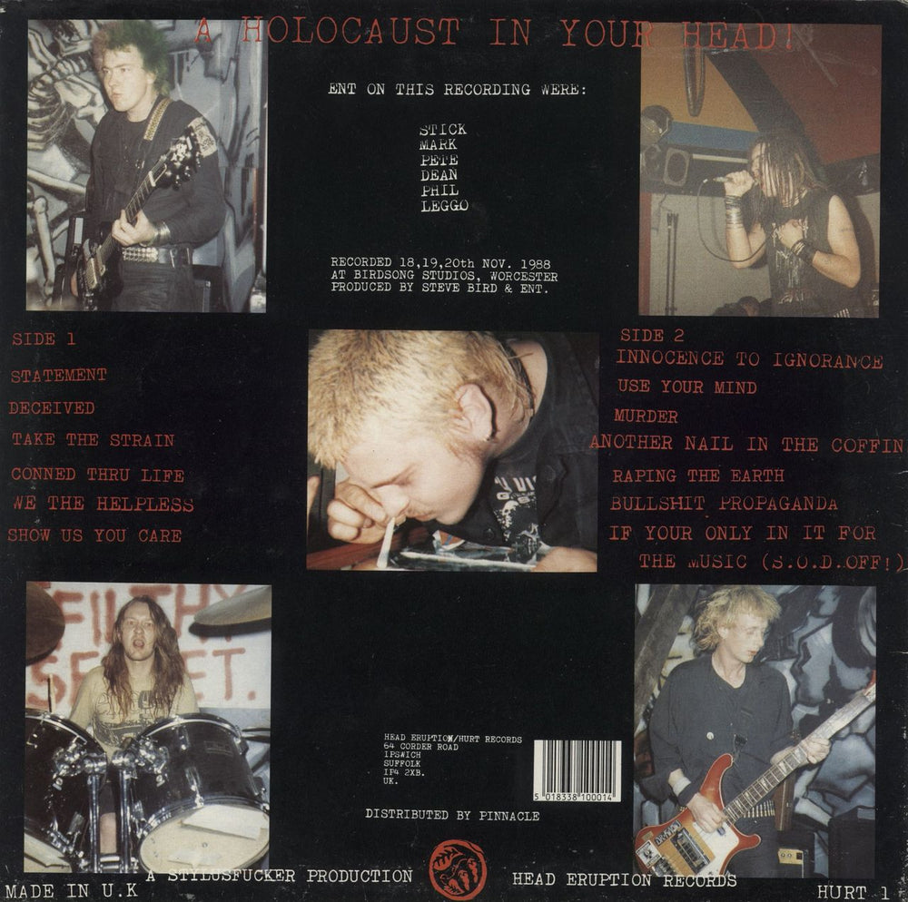 Extreme Noise Terror A Holocaust In Your Head UK vinyl LP album (LP record) 5018338100014