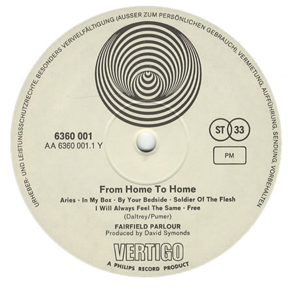 Fairfield Parlour From Home To Home German vinyl LP album (LP record) F-PLPFR398654