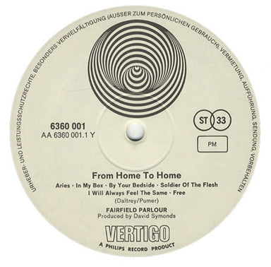Fairfield Parlour From Home To Home German vinyl LP album (LP record) F-PLPFR398654