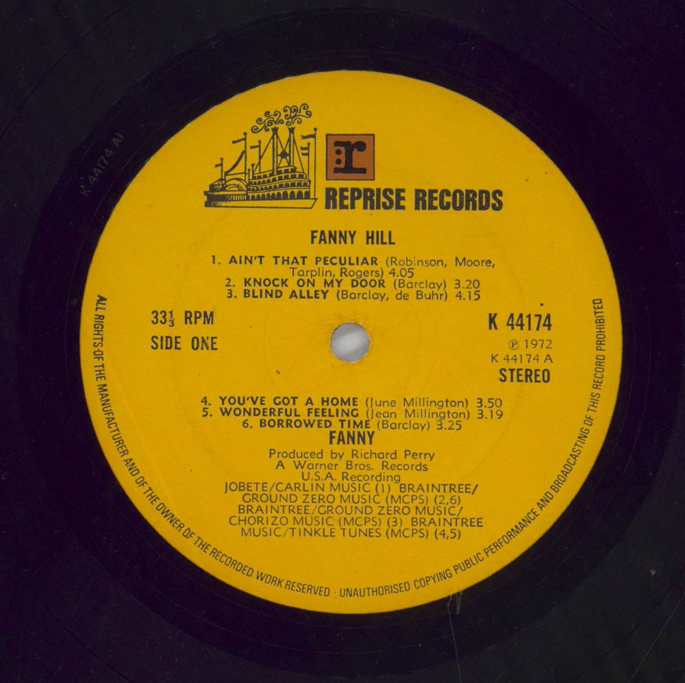 Fanny (70s) Fanny Hill - VG UK vinyl LP album (LP record)