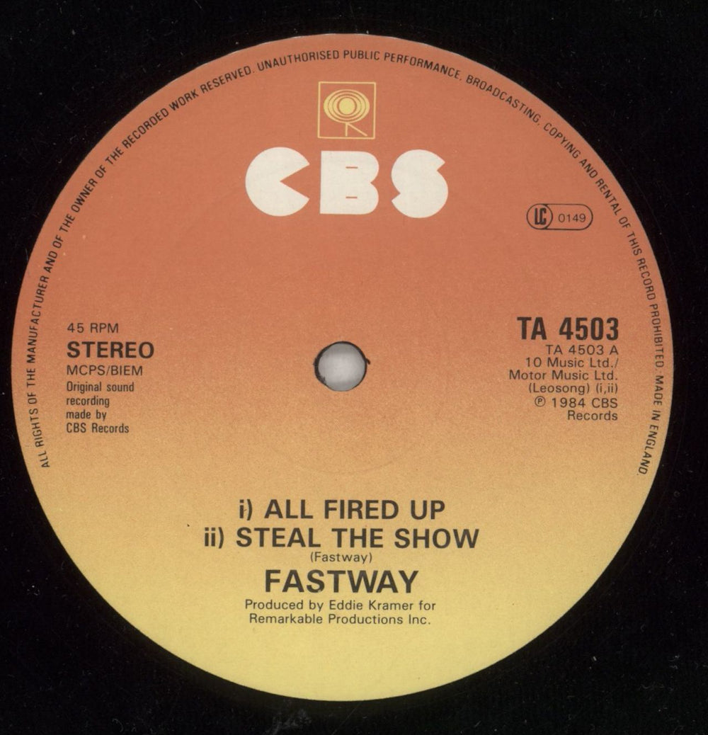Fastway All Fired Up UK 12" vinyl single (12 inch record / Maxi-single) FSW12AL130390